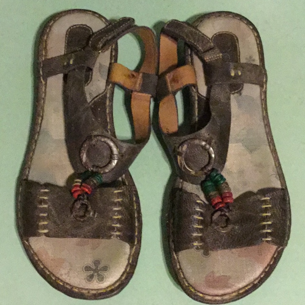 Born Aegean Dark Brown Leather Sandals Size 10